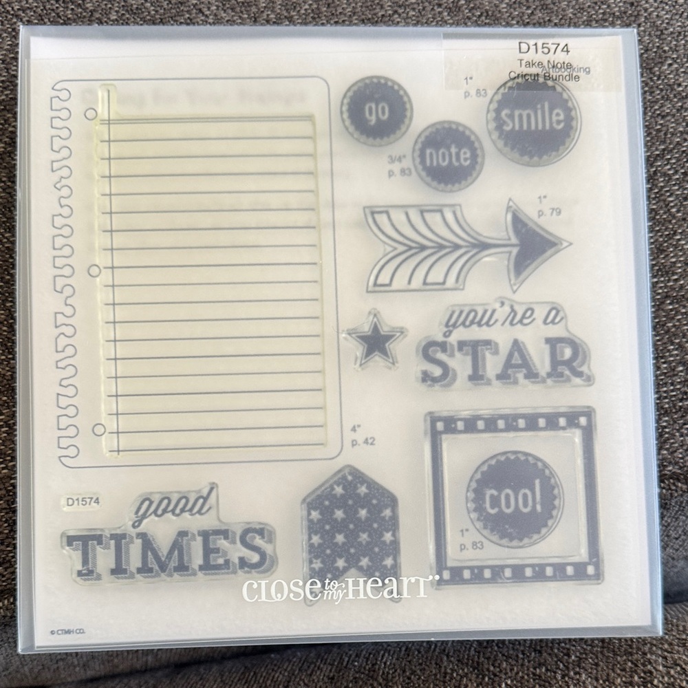 Close To My Heart 'Take Note' Clear Stamp Set - White/Grey